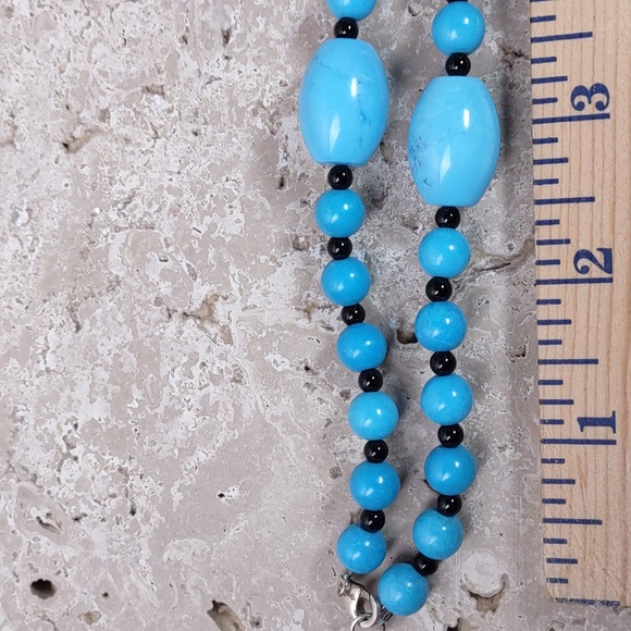 Southwestern Sterling Turquoise/Onyx Necklace - Picture 6 of 12